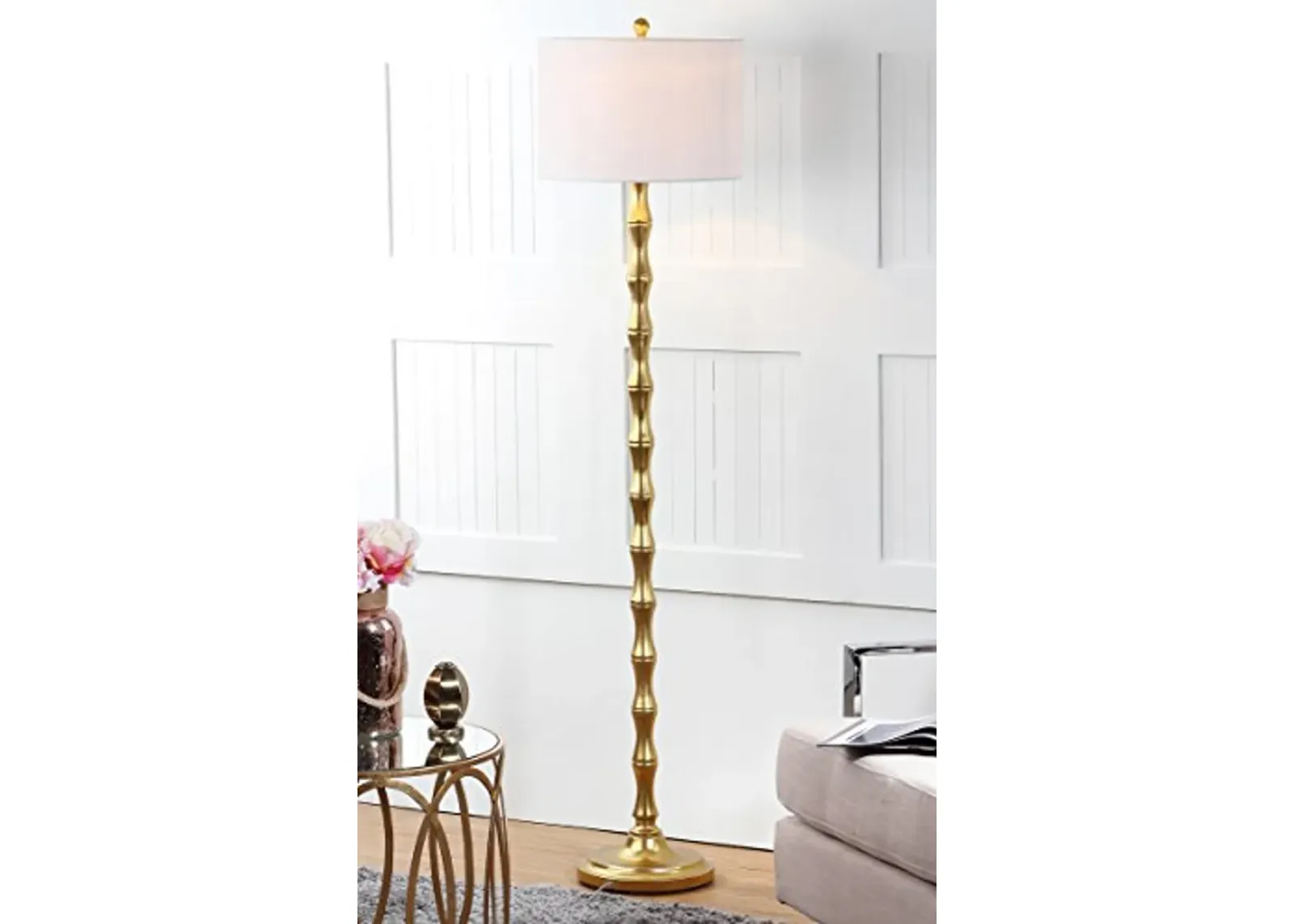 SAFAVIEH Lighting Collection Aurelia Farmhouse Antique Gold 64-inch Living Room Bedroom Home Office Standing Floor Lamp,Metal (LED Bulb Included)