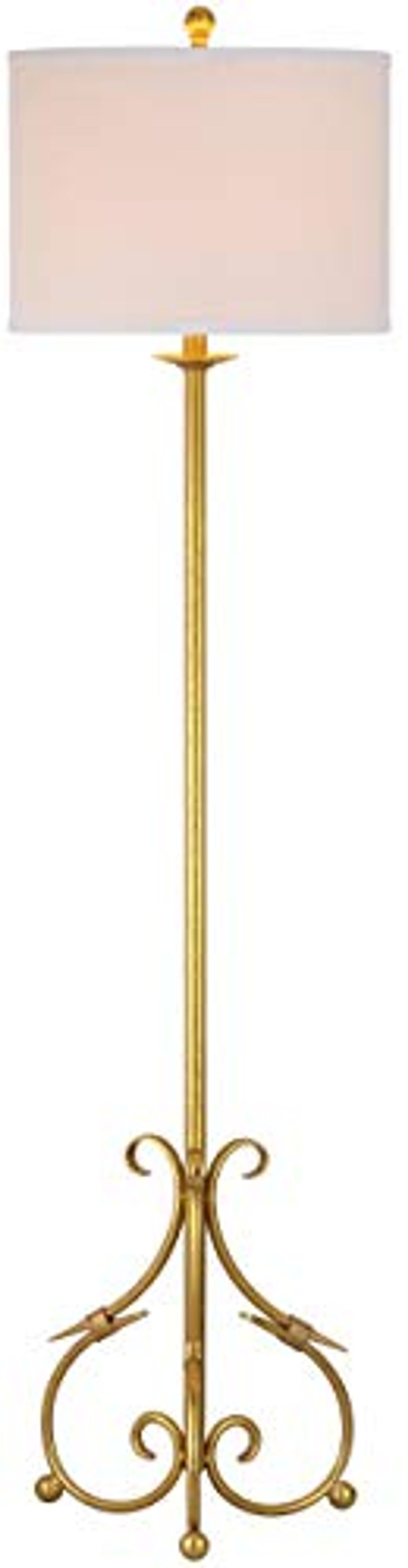 SAFAVIEH Lighting Collection Elisa Baroque Farmhouse Antique Gold 60-inch Living Room Bedroom Home Office Standing Floor Lamp (LED Bulb Included)