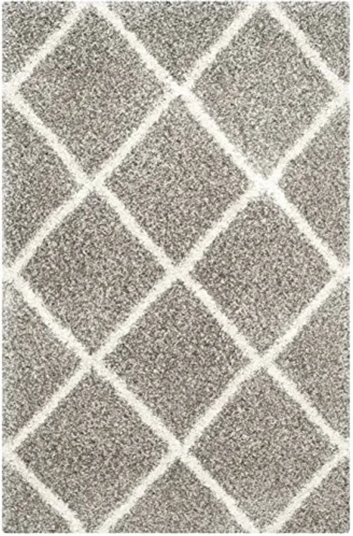 SAFAVIEH Hudson Shag Collection Accent Rug - 4' x 6', Grey & Ivory, Modern Trellis Design, Non-Shedding & Easy Care, 2-inch Thick Ideal for High Traffic Areas in Foyer, Living Room, Bedroom (SGH281B)