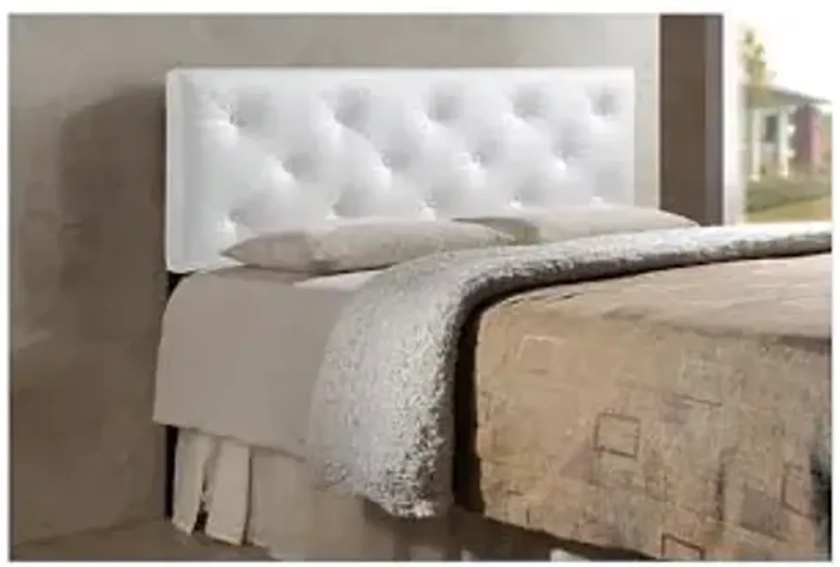 Baxton Studio Baltimore Queen Faux Leather Headboard, 61.5-inch W x 3.15-inch D x 22.5-inch H, White