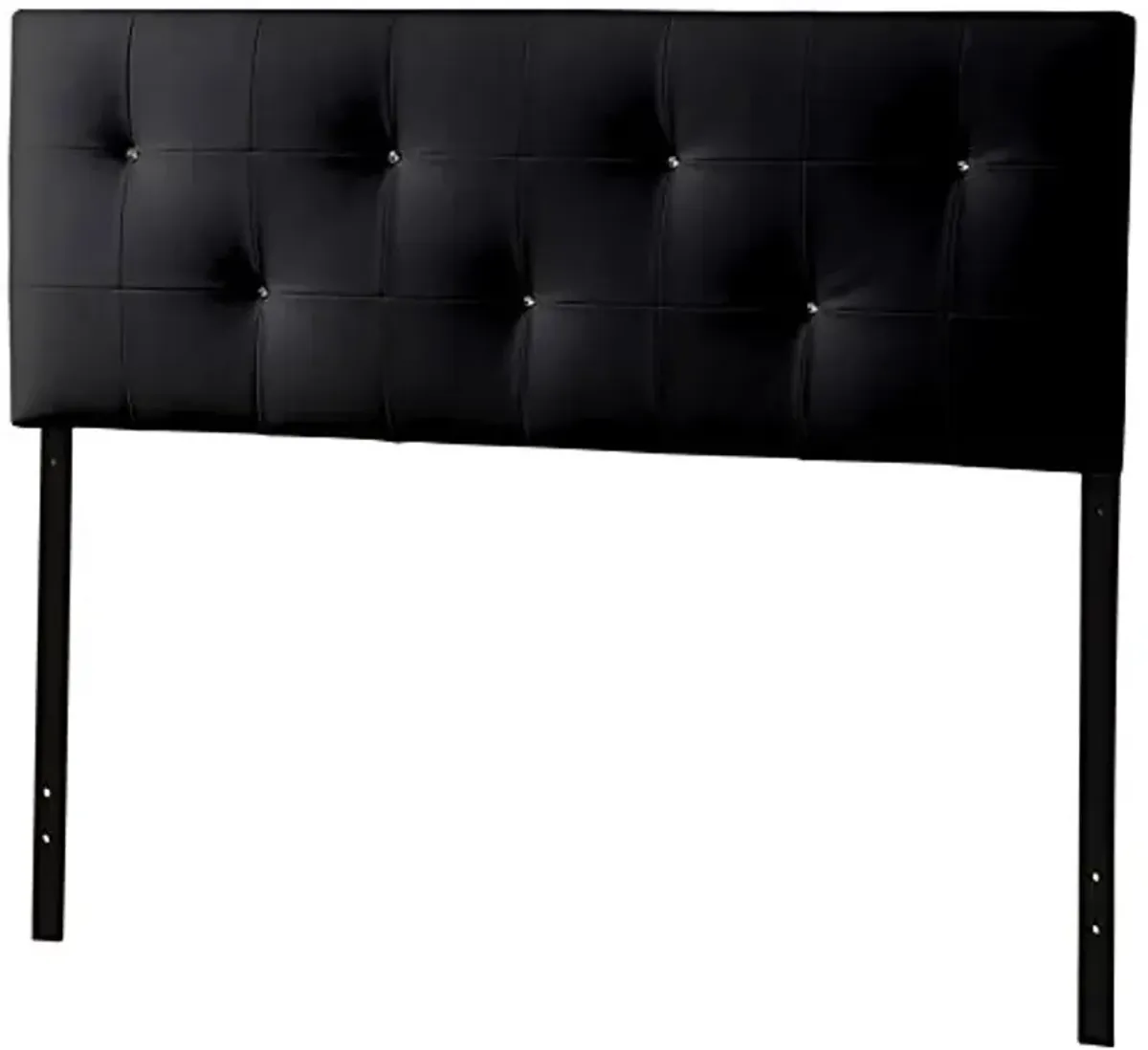 Baxton Studio Dalini Modern and Contemporary Queen Black Faux Leather Headboard with Faux Crystal Buttons