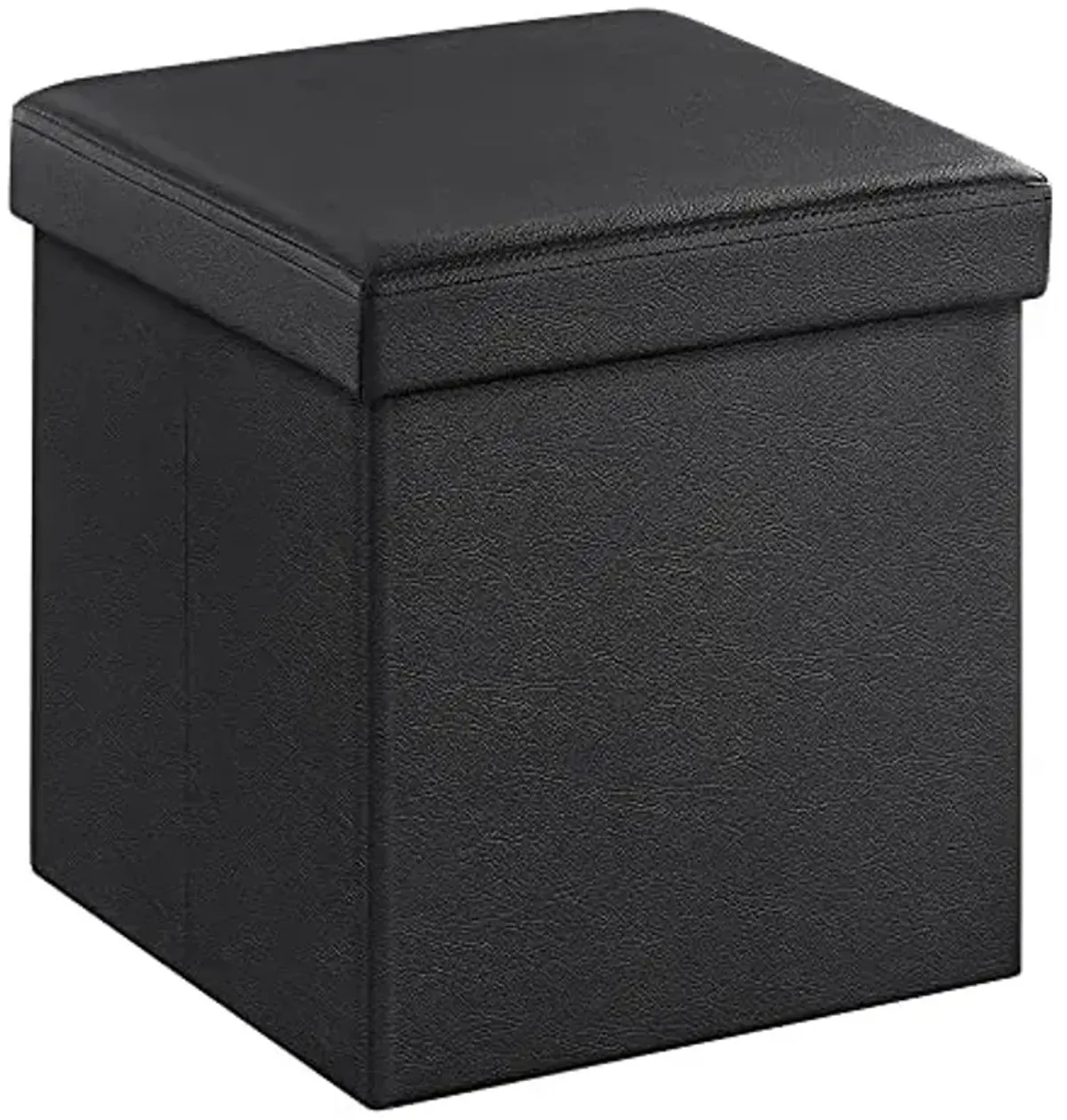 SONGMICS MAZIE Collection - 15 Inches Ottoman with Storage, Footstool, Storage Ottoman, Load 660 lb, for Dorm, Living Room, Bedroom, Synthetic Leather, Black ULSF101