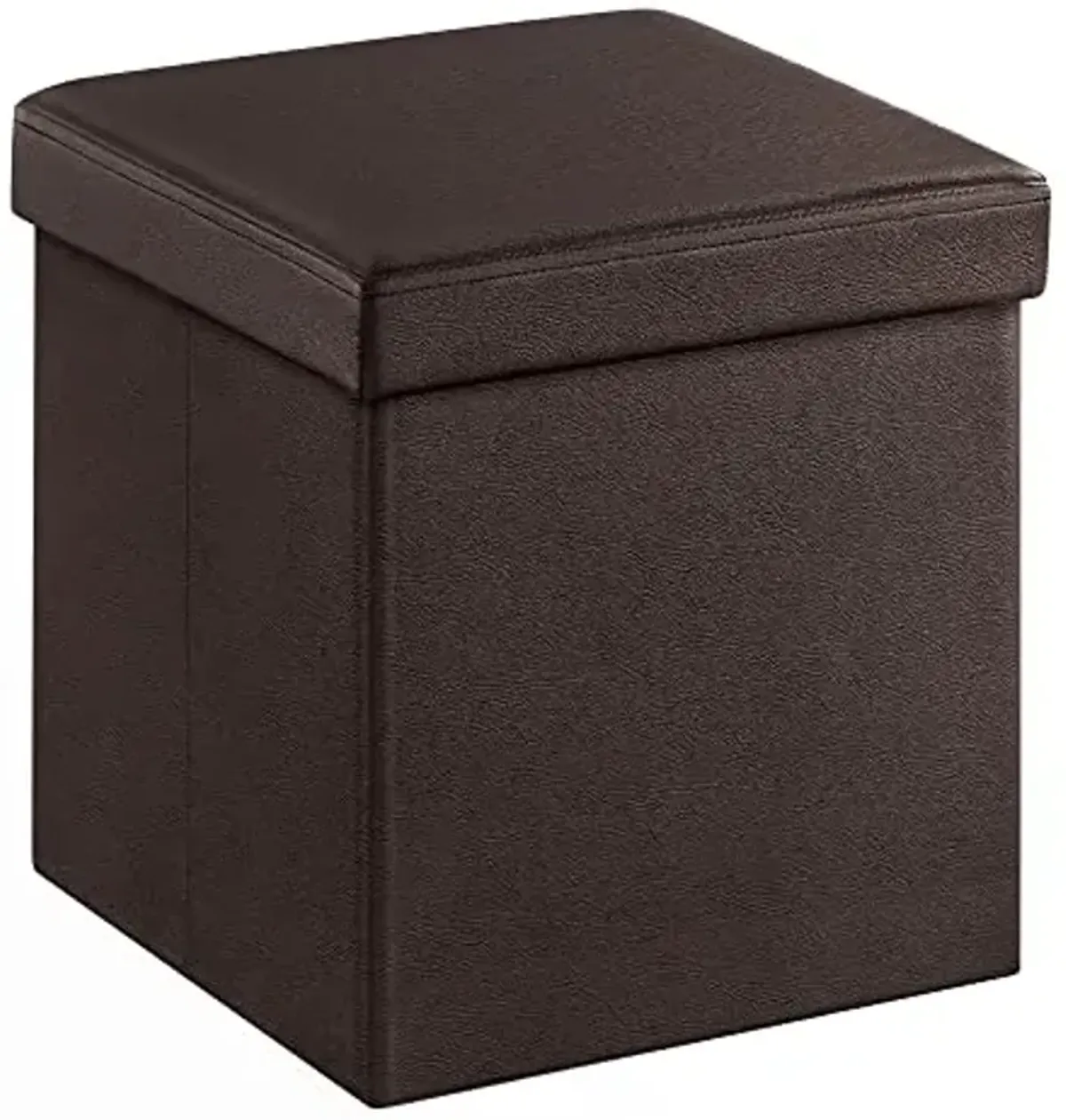 SONGMICS MAZIE Collection - 15 Inches Ottoman with Storage, Footstool, Storage Ottoman, Load 660 lb, for Dorm, Living Room, Bedroom, Synthetic Leather, Brown ULSF10B