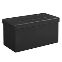 SONGMICS 30 Inches Folding Storage Ottoman Bench, Storage Chest, Footrest, Coffee Table, Padded Seat, Faux Leather, Holds up to 660 lb, Black ULSF105