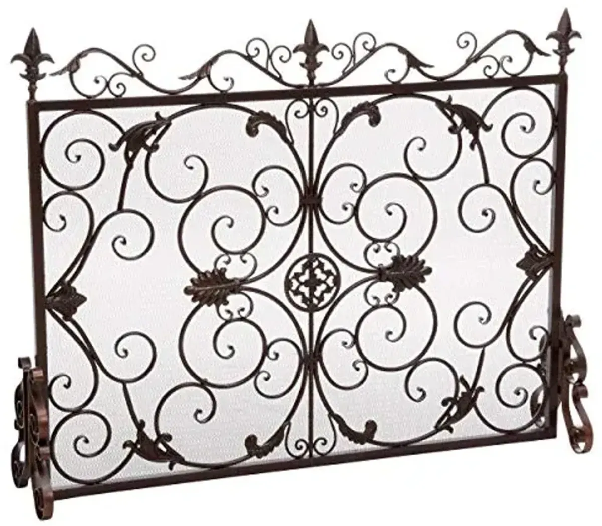 Christopher Knight Home Wilmington Fireplace Screen, Gold Flower On Black