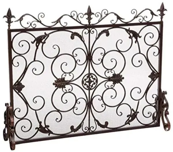 Christopher Knight Home Wilmington Fireplace Screen, Gold Flower On Black