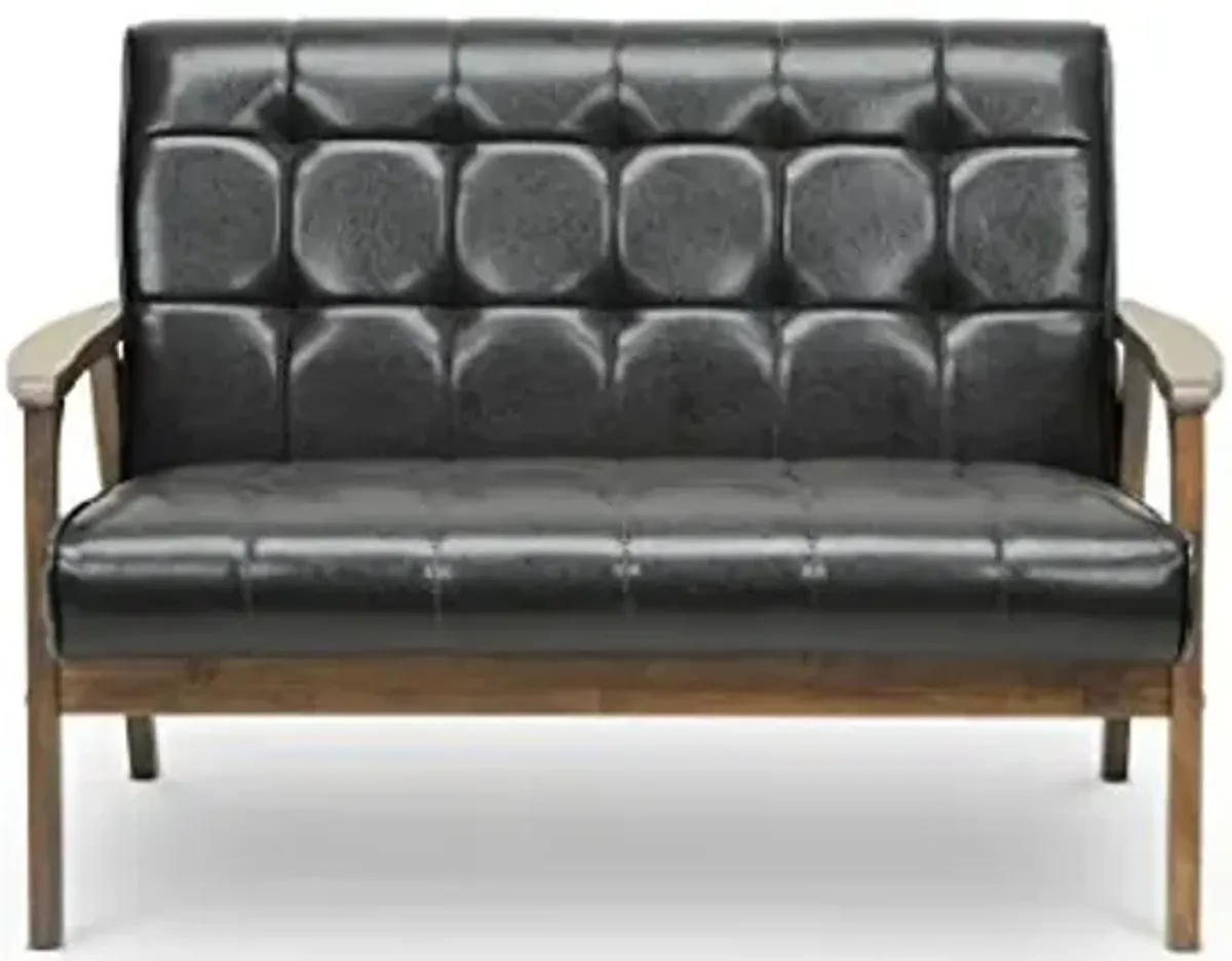 Baxton Studio Mid-Century Masterpieces Love Seat, Brown