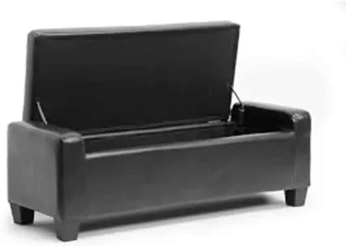 Baxton Studio Manchester Leather Storage Ottoman, Black (105-5398-HiT)