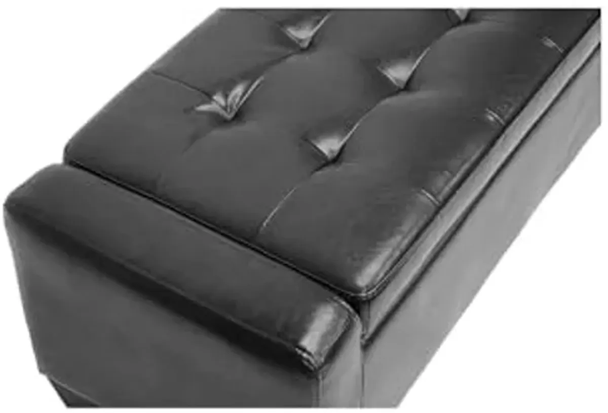 Baxton Studio Manchester Leather Storage Ottoman, Black (105-5398-HiT)