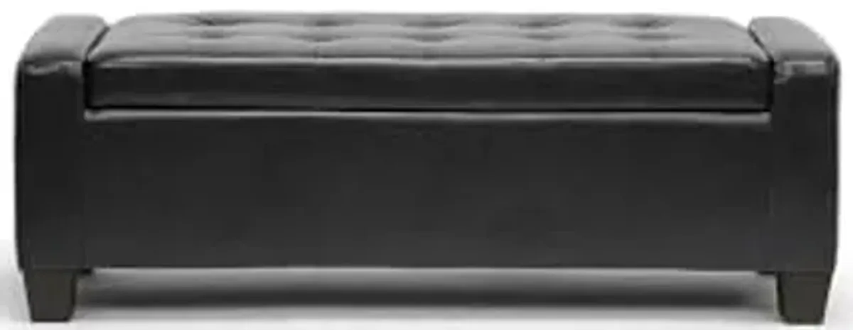 Baxton Studio Manchester Leather Storage Ottoman, Black (105-5398-HiT)