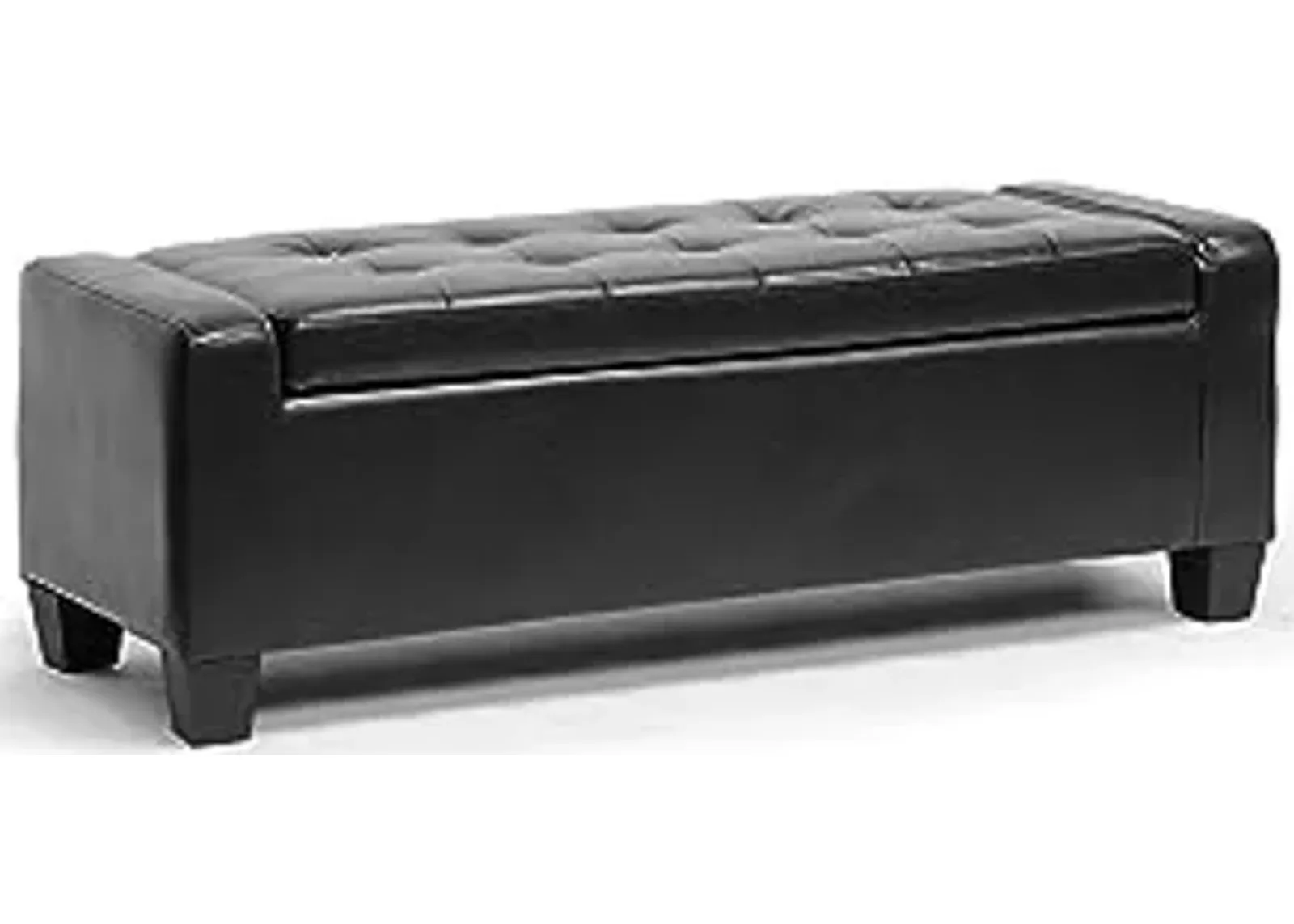 Baxton Studio Manchester Leather Storage Ottoman, Black (105-5398-HiT)