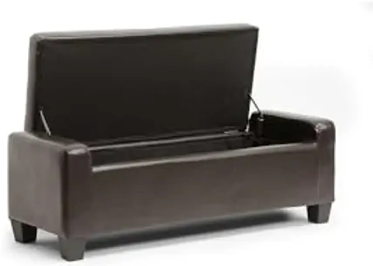 Baxton Studio Manchester Leather Storage Ottoman, Dark Brown (105-5399-HiT)