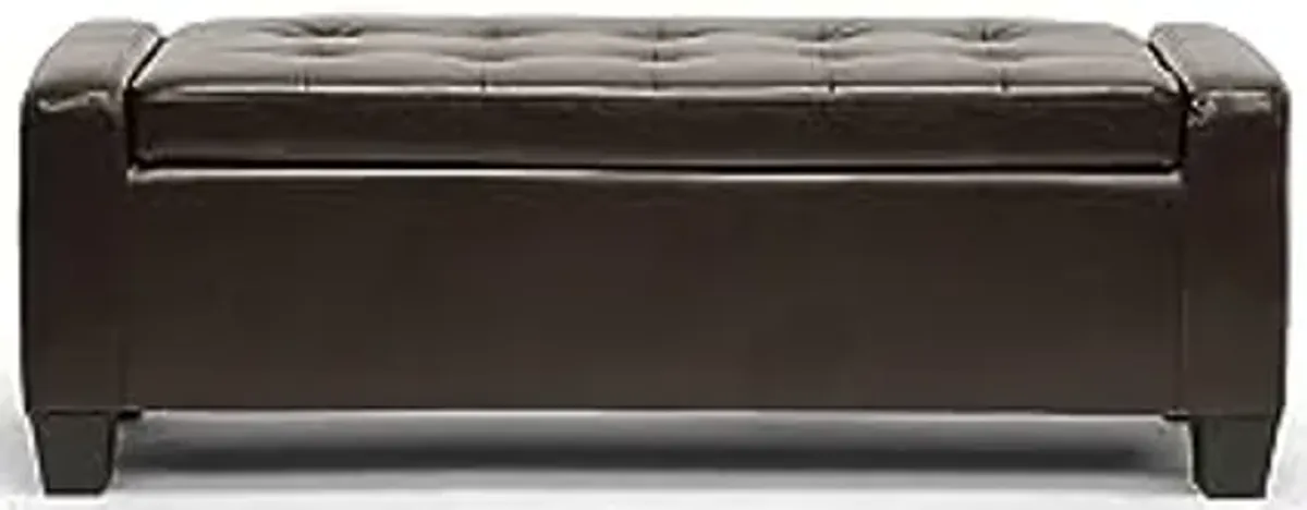 Baxton Studio Manchester Leather Storage Ottoman, Dark Brown (105-5399-HiT)