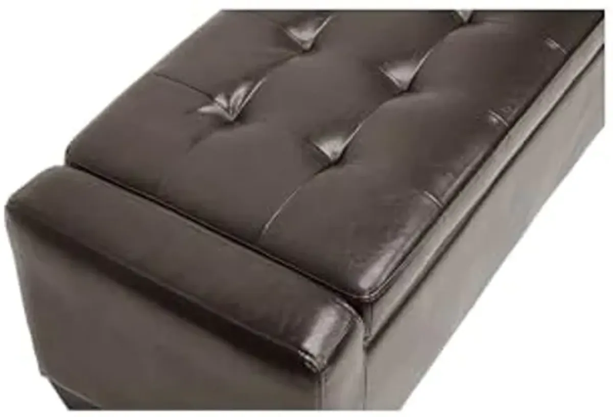 Baxton Studio Manchester Leather Storage Ottoman, Dark Brown (105-5399-HiT)