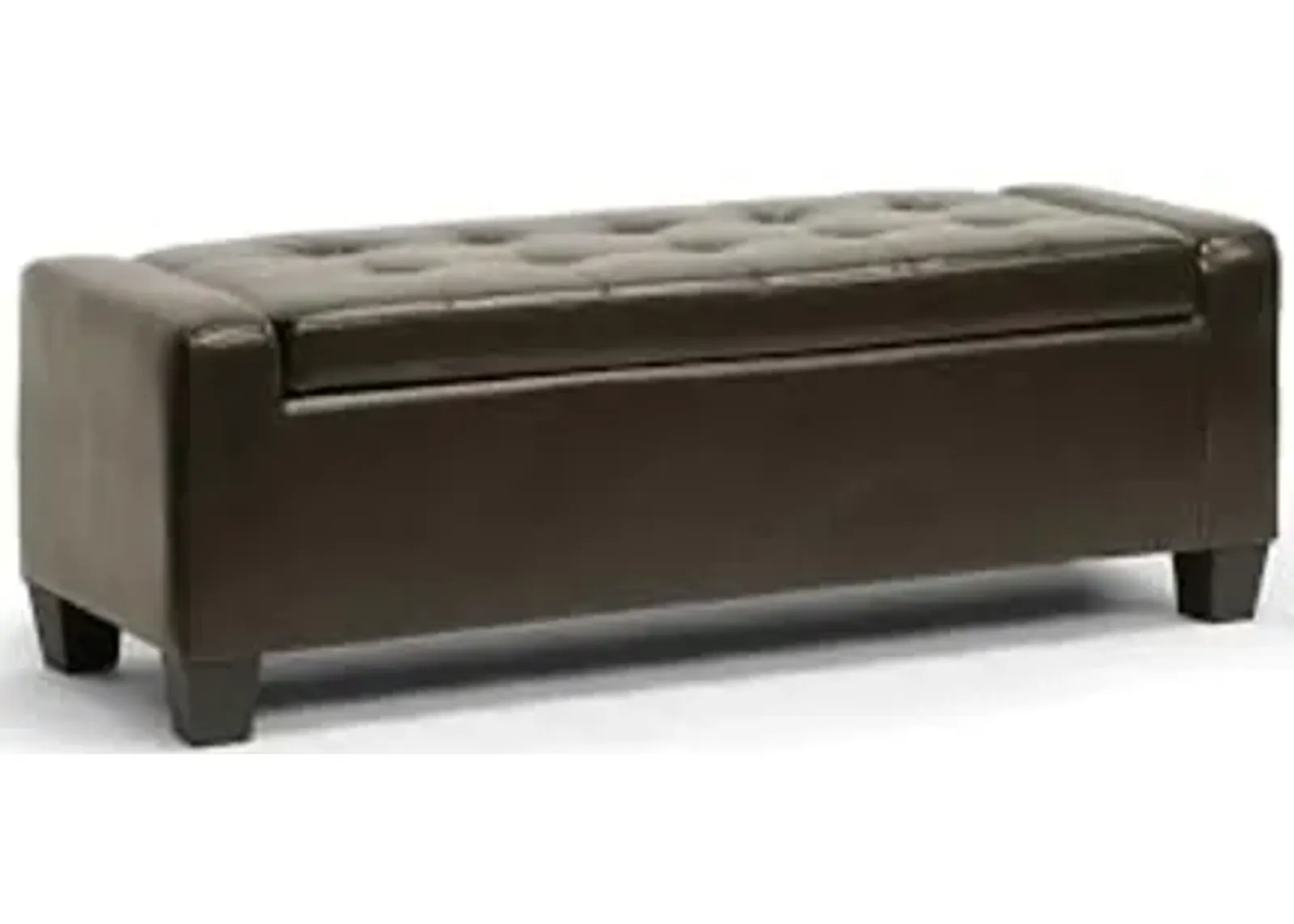 Baxton Studio Manchester Leather Storage Ottoman, Dark Brown (105-5399-HiT)