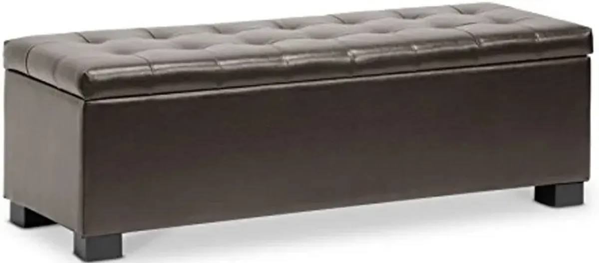 Baxton Studio Roanoke Ottoman, Dark Brown