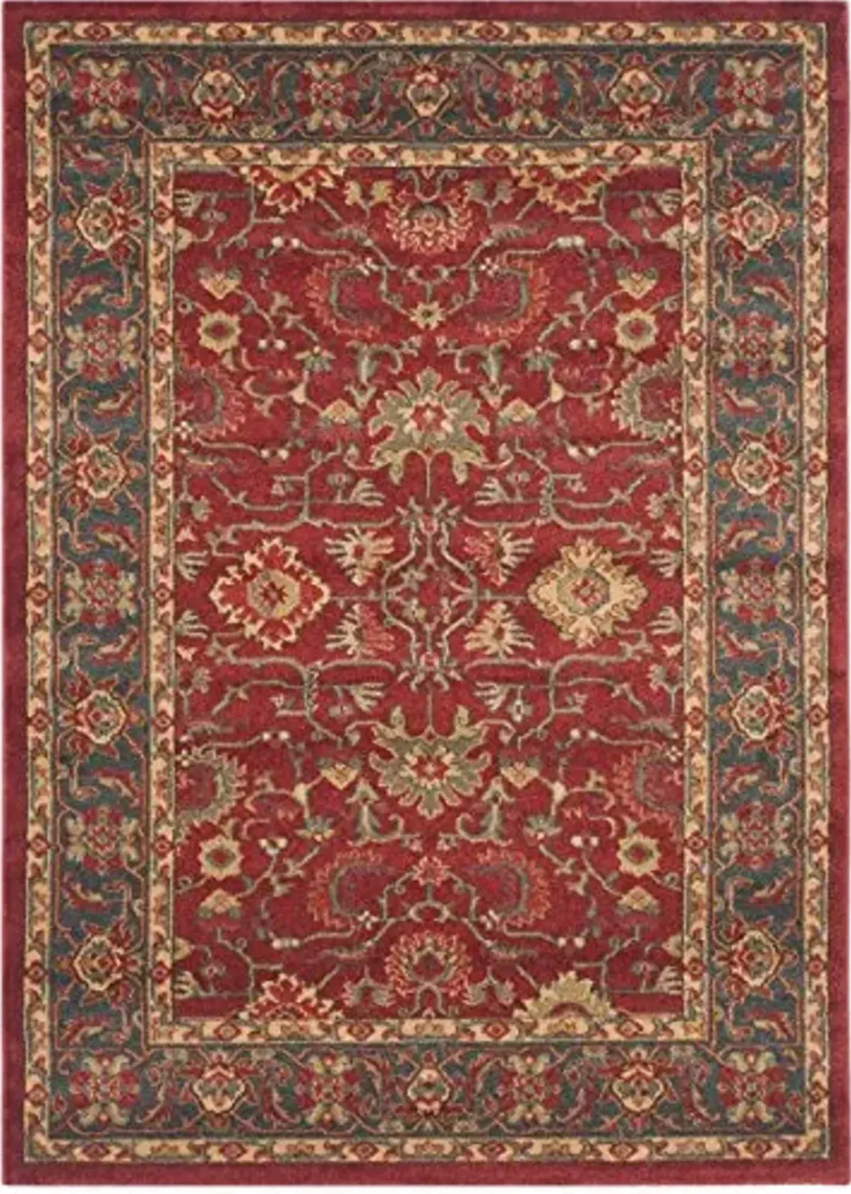 SAFAVIEH Mahal Collection Accent Rug - 4' x 5'7", Red & Navy, Traditional Oriental Design, Non-Shedding & Easy Care, Ideal for High Traffic Areas in Entryway, Living Room, Bedroom (MAH693F)