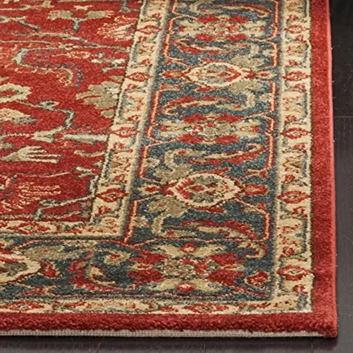 SAFAVIEH Mahal Collection Accent Rug - 4' x 5'7", Red & Navy, Traditional Oriental Design, Non-Shedding & Easy Care, Ideal for High Traffic Areas in Entryway, Living Room, Bedroom (MAH693F)