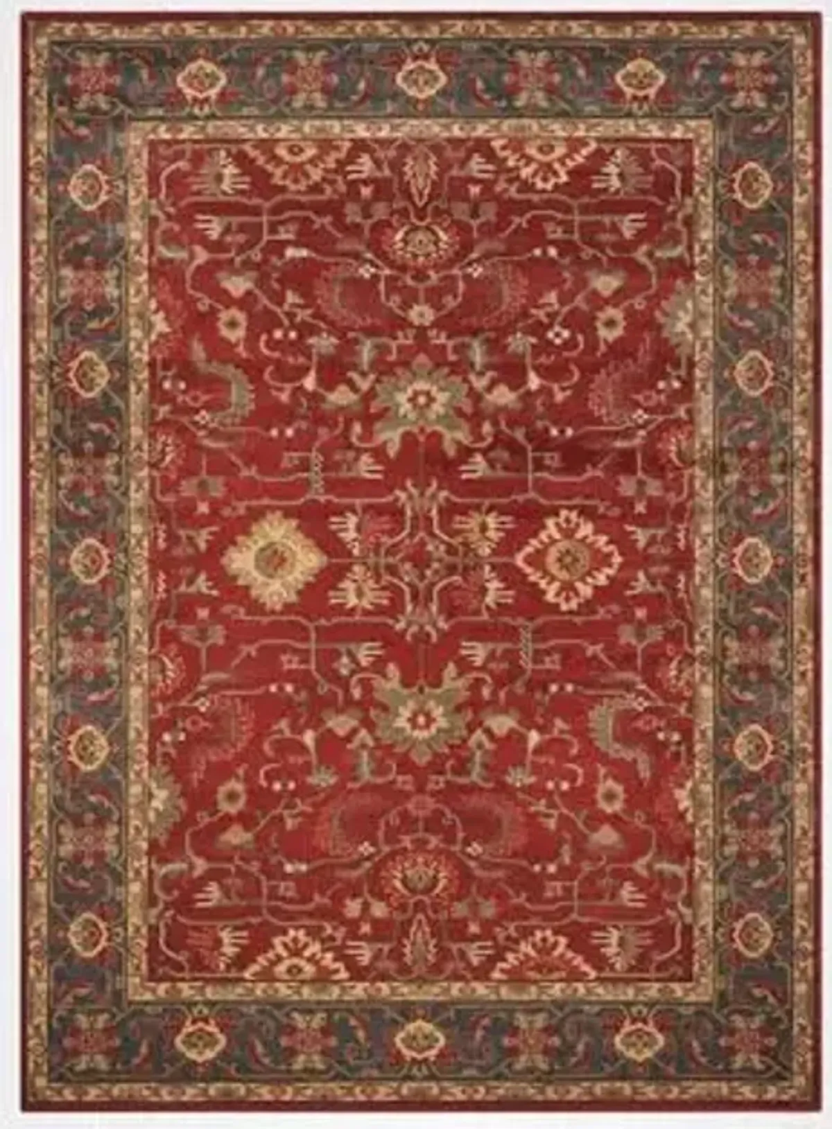 SAFAVIEH Mahal Collection Area Rug - 9' x 12', Red & Navy, Traditional Oriental Design, Non-Shedding & Easy Care, Ideal for High Traffic Areas in Living Room, Bedroom (MAH693F)