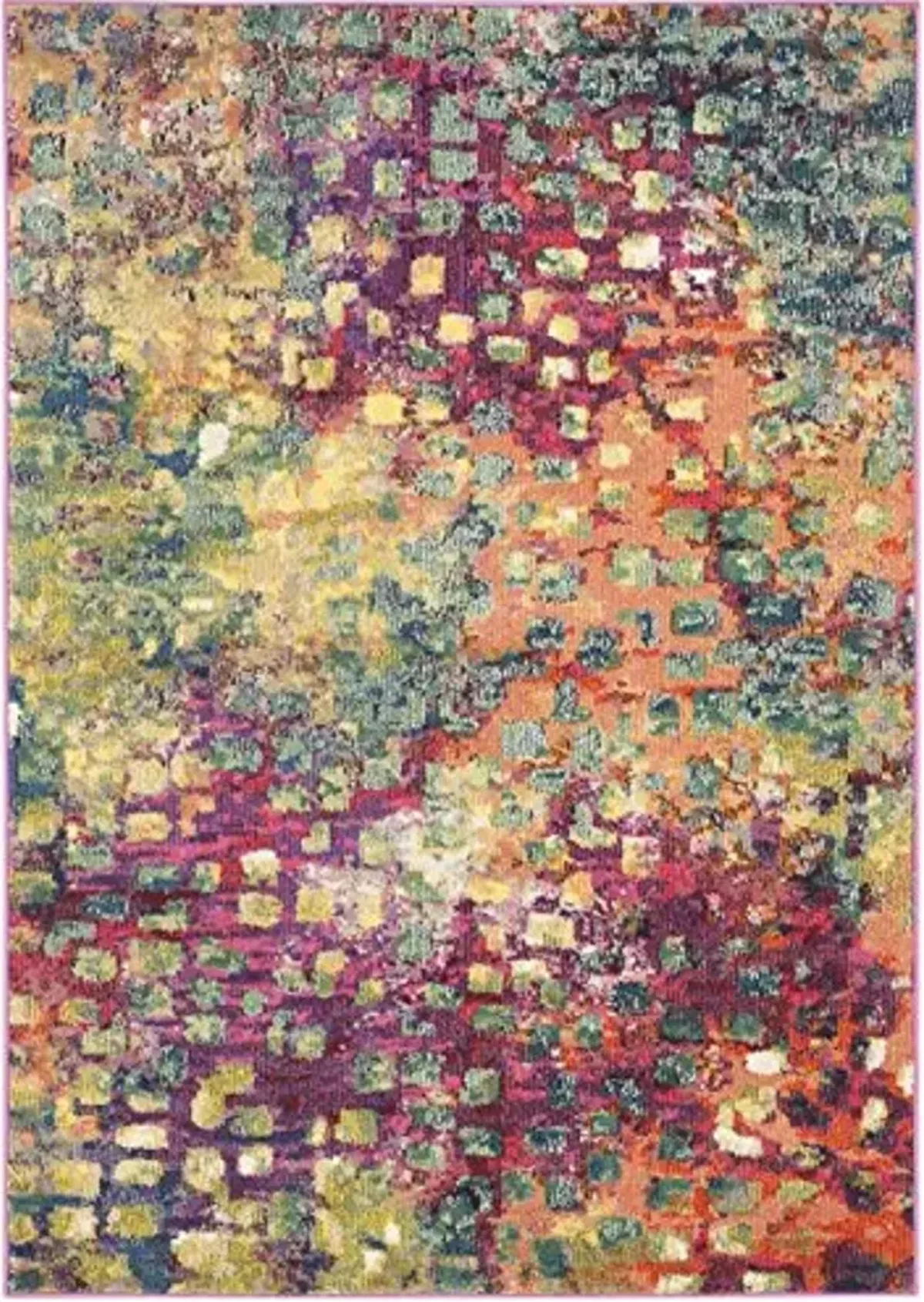 SAFAVIEH Monaco Collection Accent Rug - 4' x 5'7", Pink & Multi, Abstract Watercolor Design, Non-Shedding & Easy Care, Ideal for High Traffic Areas in Entryway, Living Room, Bedroom (MNC225D)