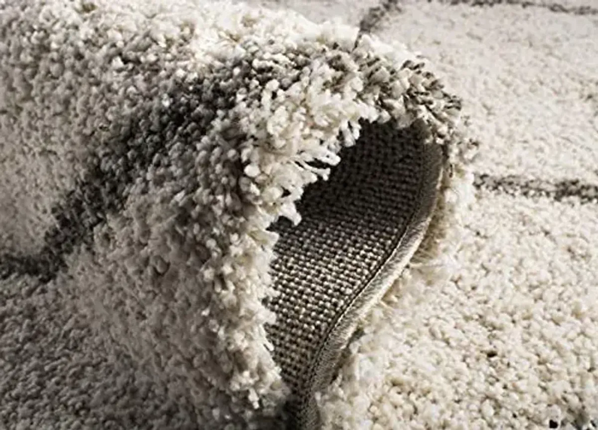 SAFAVIEH Hudson Shag Collection Runner Rug - 2'3" x 8', Ivory & Grey, Modern Trellis Design, Non-Shedding & Easy Care, 2-inch Thick Ideal for High Traffic Areas in Living Room, Bedroom (SGH281A)