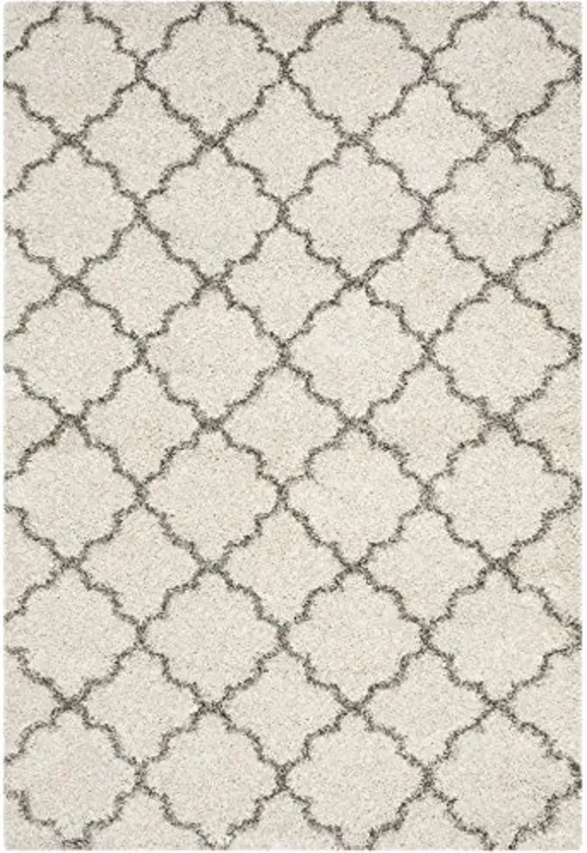 SAFAVIEH Hudson Shag Collection Accent Rug - 4' x 6', Ivory & Grey, Trellis Design, Non-Shedding & Easy Care, 2-inch Thick Ideal for High Traffic Areas in Entryway, Living Room, Bedroom (SGH282A)