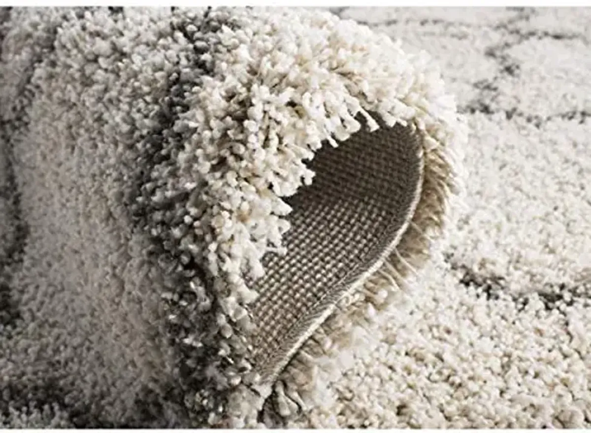 SAFAVIEH Hudson Shag Collection Accent Rug - 4' x 6', Ivory & Grey, Trellis Design, Non-Shedding & Easy Care, 2-inch Thick Ideal for High Traffic Areas in Entryway, Living Room, Bedroom (SGH282A)