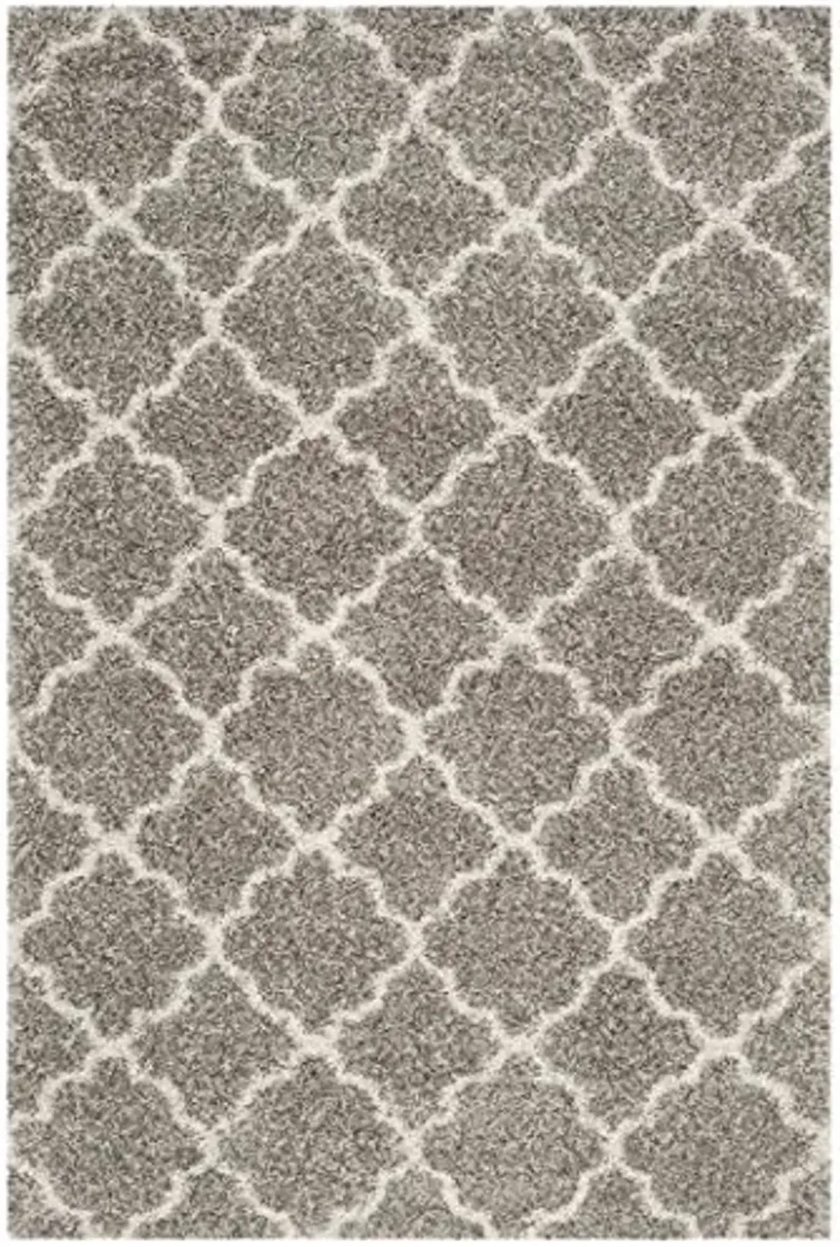 SAFAVIEH Hudson Shag Collection Accent Rug - 4' x 6', Grey & Ivory, Trellis Design, Non-Shedding & Easy Care, 2-inch Thick Ideal for High Traffic Areas in Entryway, Living Room, Bedroom (SGH282B)