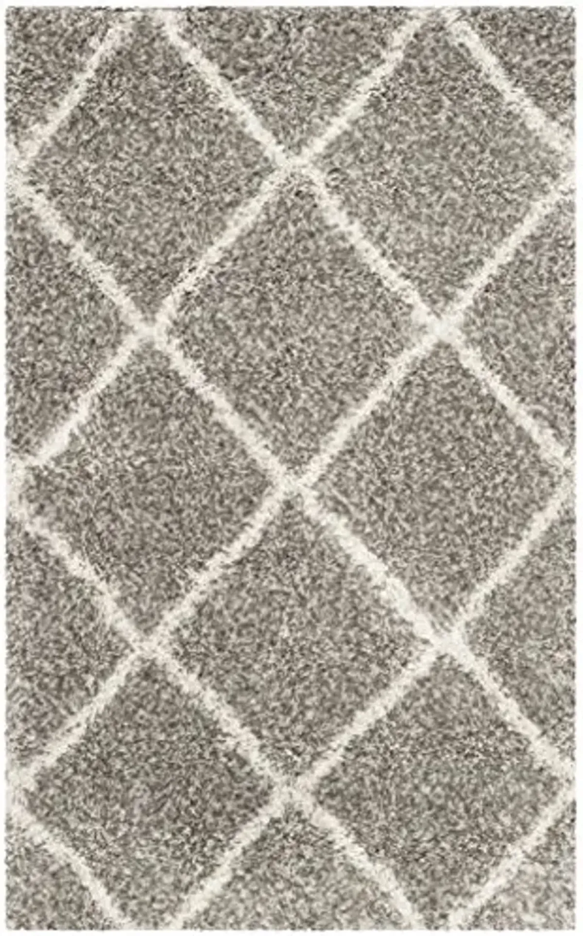 SAFAVIEH Hudson Shag Collection Accent Rug - 3' x 5', Grey & Ivory, Modern Trellis Design, Non-Shedding & Easy Care, 2-inch Thick Ideal for High Traffic Areas in Foyer, Living Room, Bedroom (SGH281B)