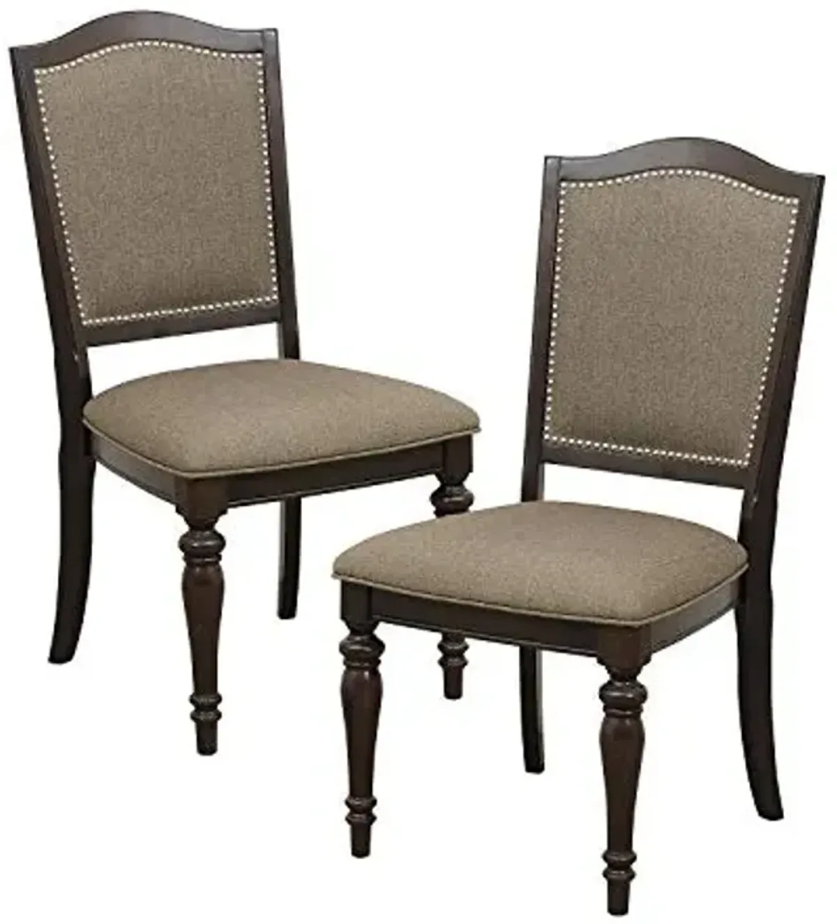 Homelegance Marston Sophisticated Dining Chairs with Serpentine Back with Nail Head Accent (Set of 2), Cherry