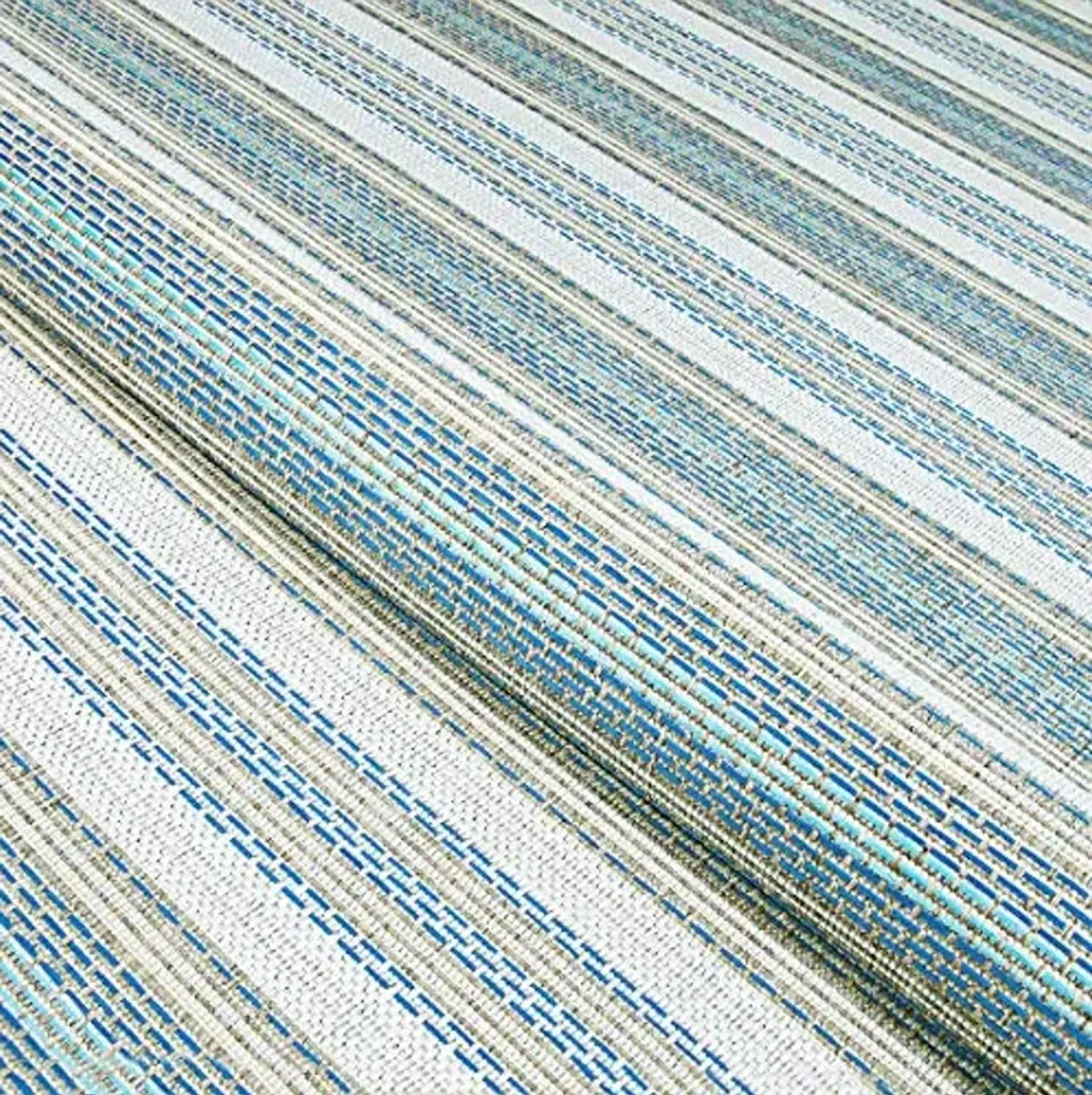 Couristan Monaco Outdoor Area Rug - Marbella 5'3" x 7'6" in Ivory, Sand, and Azure Blue, Durable, Hose Washable, Flatwoven Floor Covering for Patio, Mudroom Or Kitchen Decor