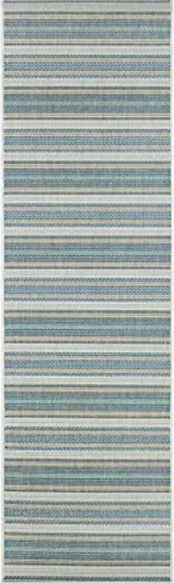 Couristan Monaco Outdoor Area Rug - Marbella 2'3" x 7'10" Runner in Ivory, Sand, and Azure Blue, Durable, Hose Washable, Flatwoven Floor Covering for Patio, Mudroom Or Kitchen Decor