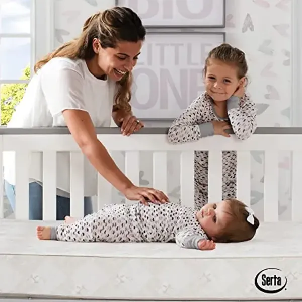 Serta Tranquility Eco Firm 2-Stage Baby Crib and Toddler Mattress - Waterproof Standard Baby Crib & Toddler Mattress - GREENGUARD Gold Certified- 52" L X 27.5" W (50 Year Warranty)