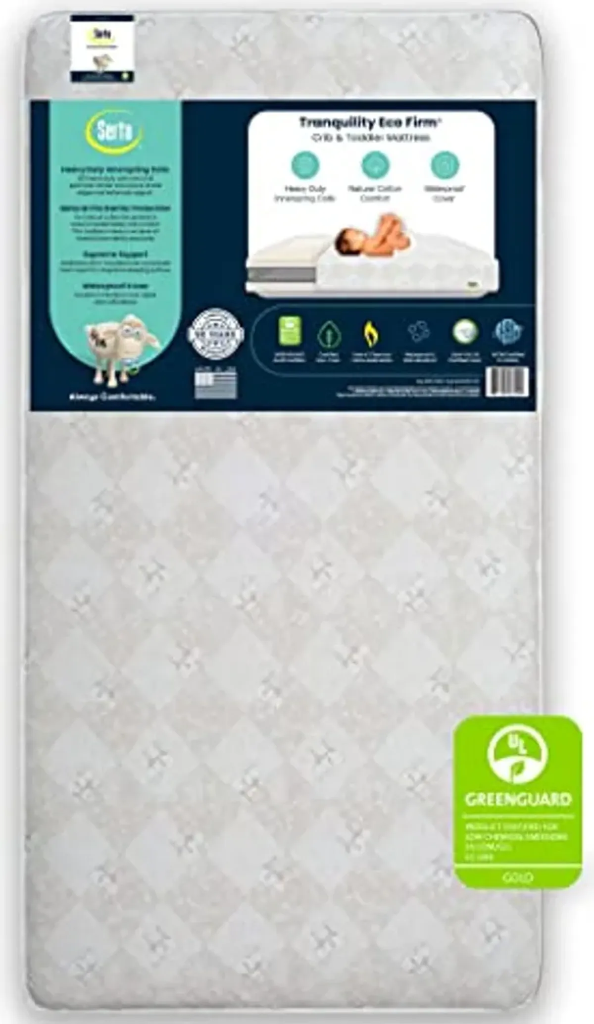 Serta Tranquility Eco Firm 2-Stage 6" Premium Baby Crib Mattress & Toddler Mattress - Waterproof - GREENGUARD Gold Certified - 50 Year Warranty - Made in USA