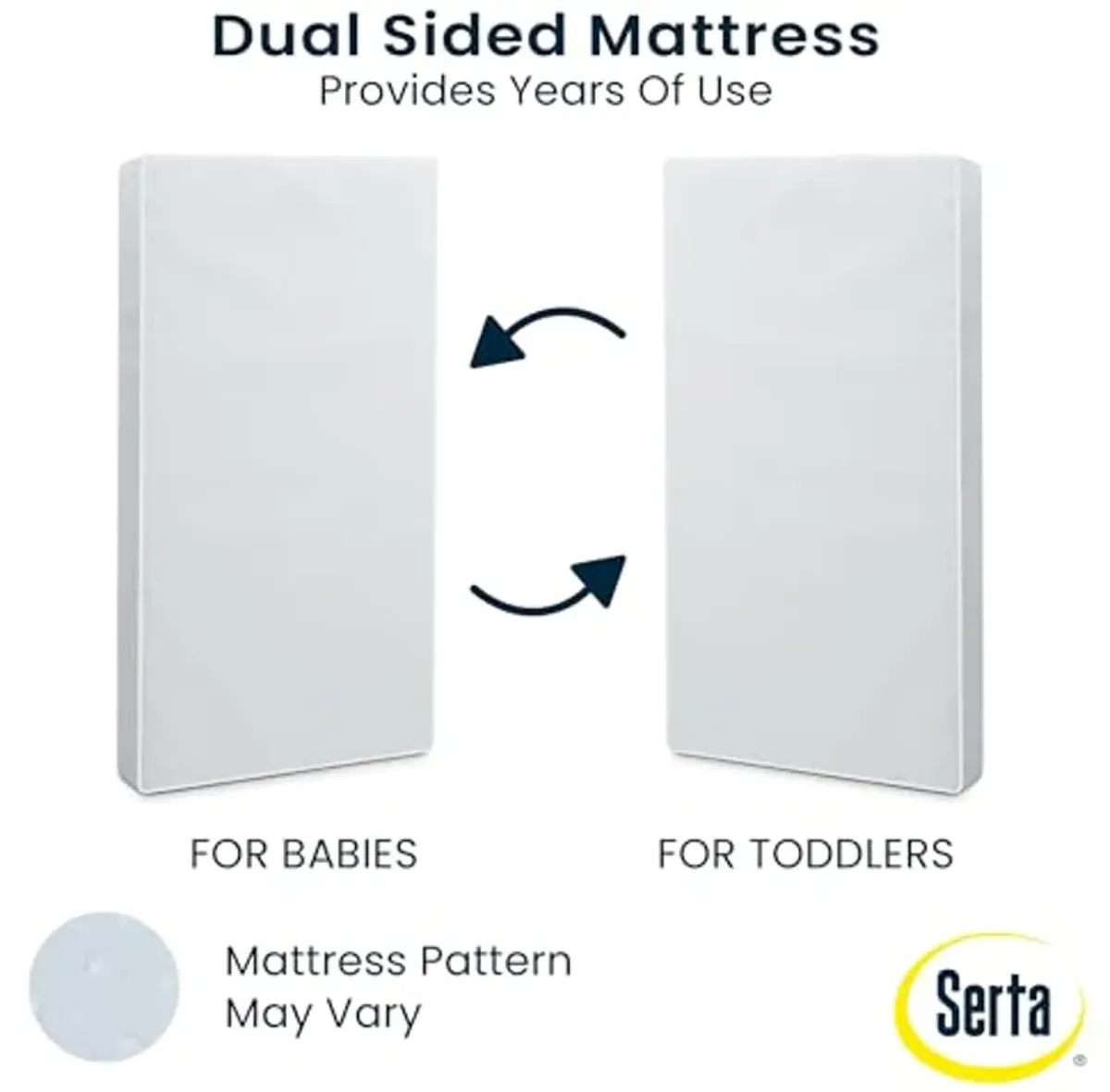 Serta Perfect Start Dual Sided Baby Crib Mattress & Toddler Mattress - Waterproof - 6" Premium Sustainably Sourced Fiber Core - GREENGUARD Gold Certified – 7 Year Warranty - Made in USA