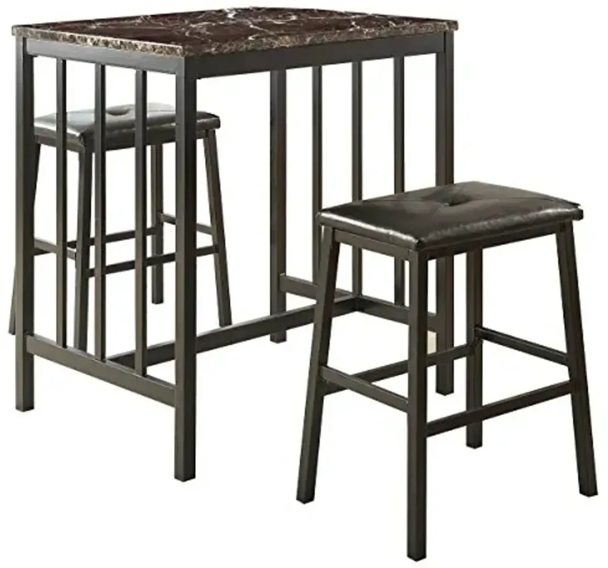 Homelegance 3-Piece Bi-Cast Vinyl Dining Set, Dark Brown