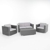 Christopher Knight Home Murano Outdoor PE Wicker Sofa Set, 4-Pcs Set, Grey