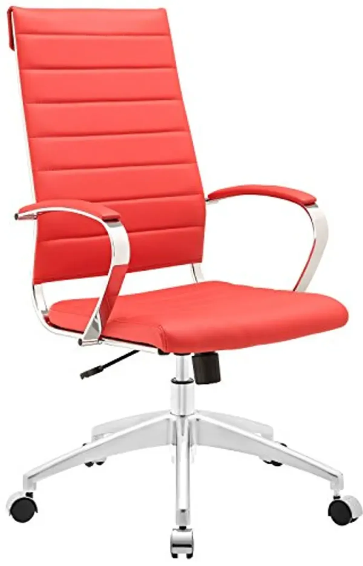 Modway Jive Ribbed High Back Tall Executive Swivel Office Chair With Arms In Red