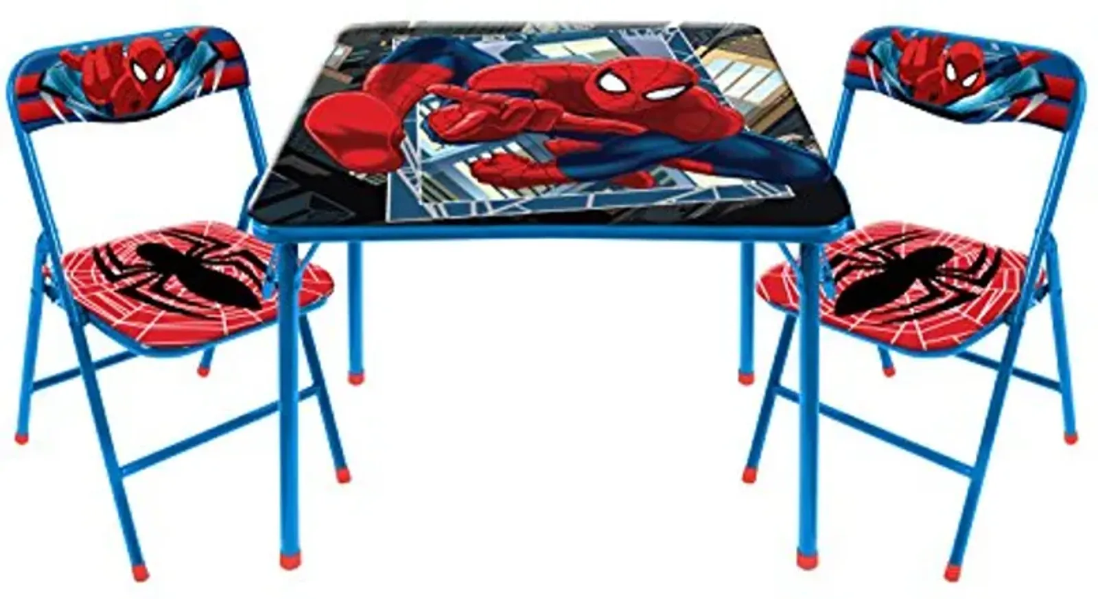 Idea Nuova Marvel Spiderman 3 Piece Children's Activity Square Table and Chair Set, Ages 3+ (NN201039)