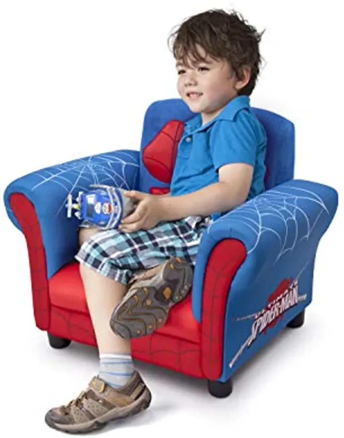 Delta Children Figural Upholstered Chair, Marvel Spider Man (Blue, Red)