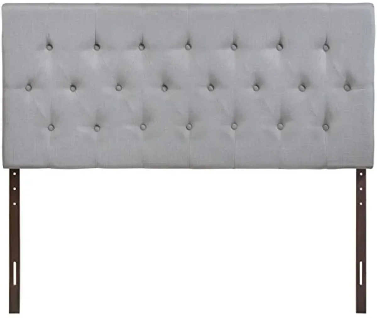 Modway Clique Tufted Button Diamond Pattern Linen Fabric Upholstered King Headboard in Gray