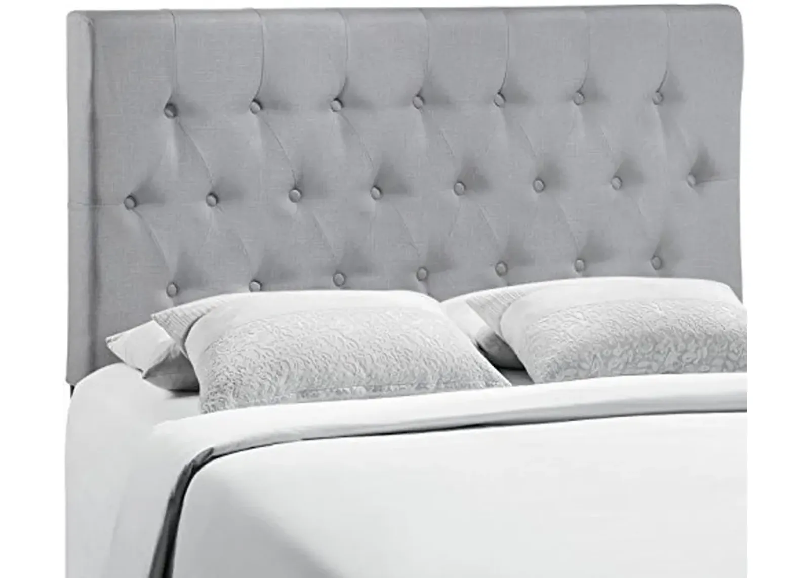 Modway Clique Tufted Button Diamond Pattern Linen Fabric Upholstered King Headboard in Gray