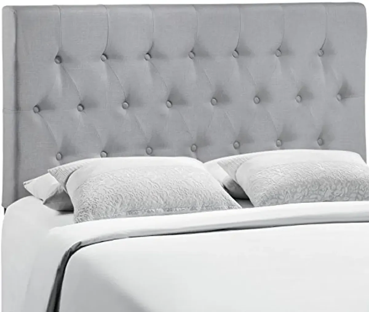 Modway Clique Tufted Button Diamond Pattern Linen Fabric Upholstered King Headboard in Gray