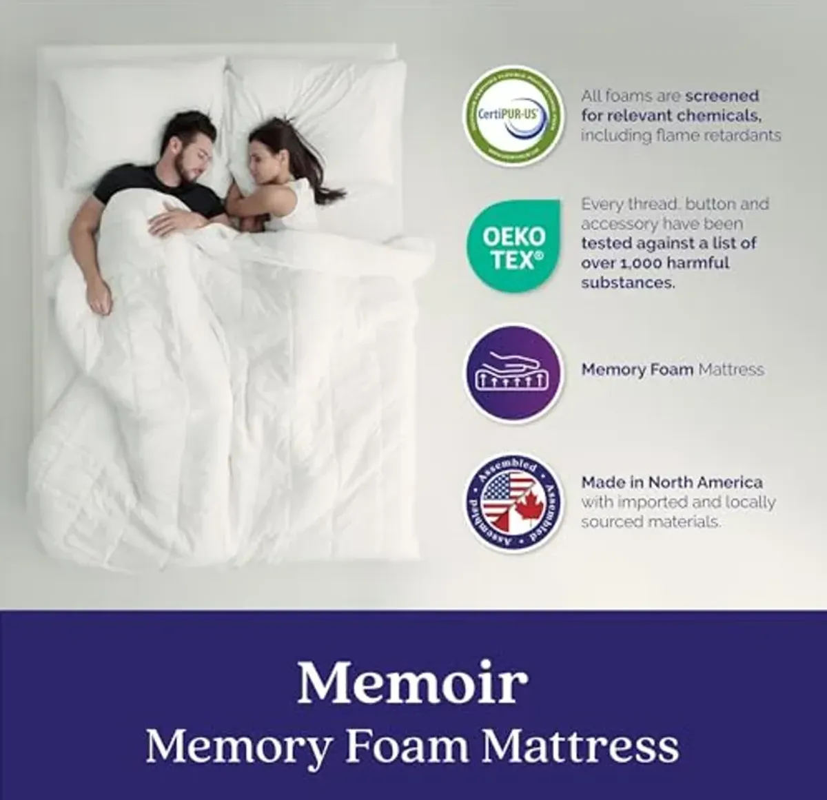 Signature Sleep Memoir 10 Inch Memory Foam Box, Medium, Certipur-US and Oeko-TEX Mattress, Full, White