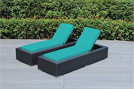 Genuine Ohana Outdoor Patio Wicker Furniture 2-Piece Chaise Lounge Set (Turquois)