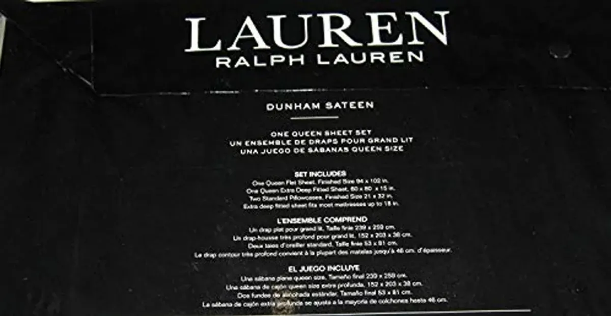 Ralph Lauren Dunham Sateen 300 TC Charcoal Gray Sheet Set, Queen Size