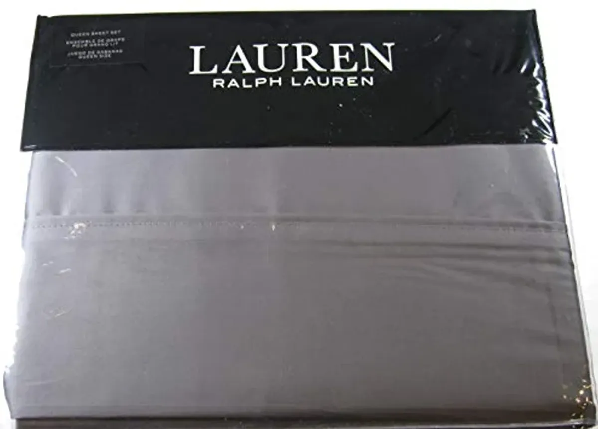 Ralph Lauren Dunham Sateen 300 TC Charcoal Gray Sheet Set, Queen Size