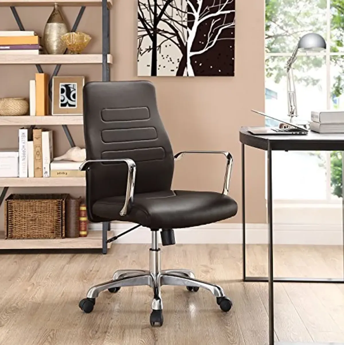 Modway Depict Mid Back Aluminum Office Chair in Brown