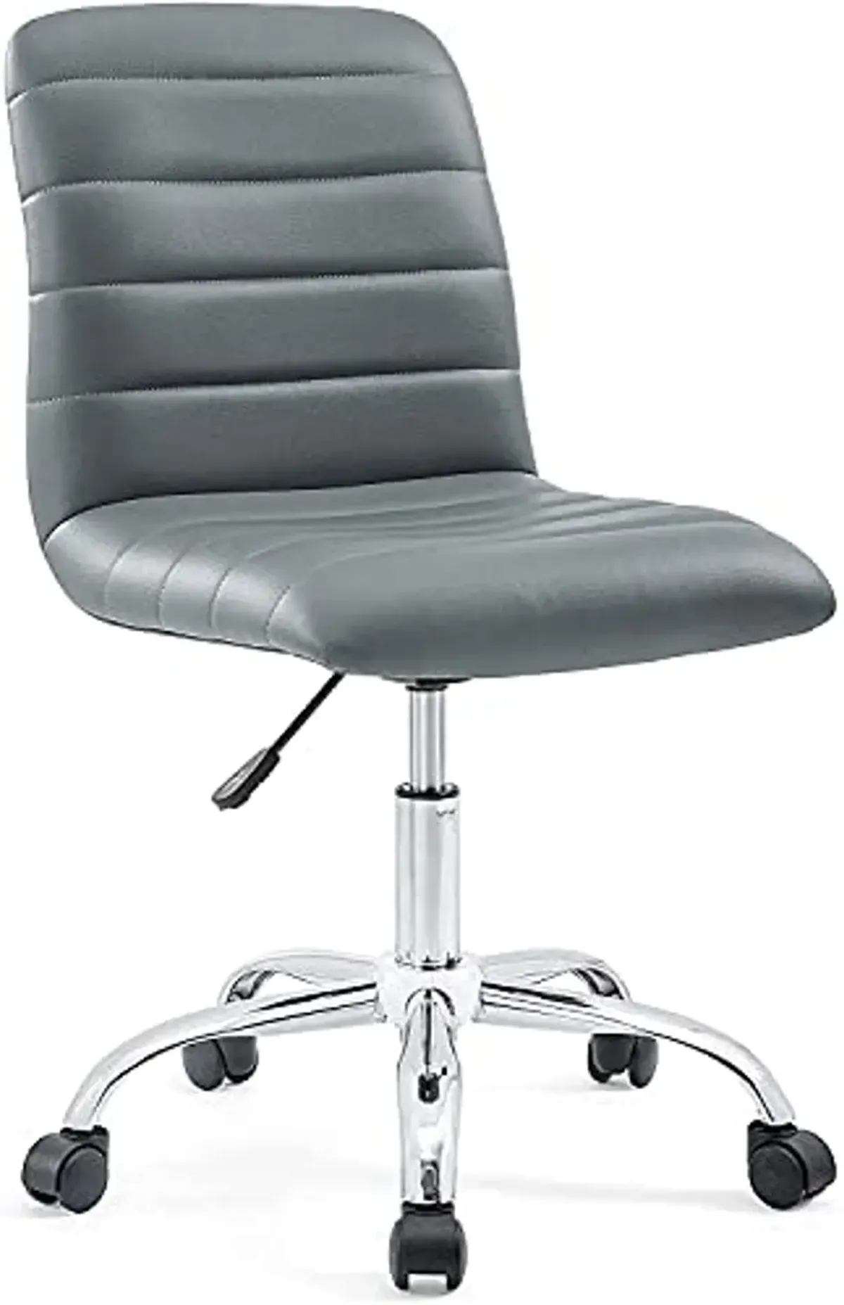 Modway Ripple Ribbed Armless Mid Back Swivel Computer Desk Office Chair In Gray