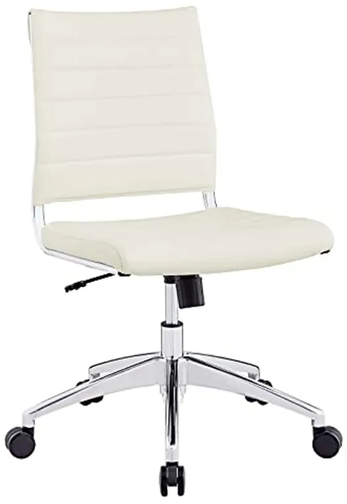 Modway Jive Ribbed Armless Mid Back Swivel Conference Chair In White